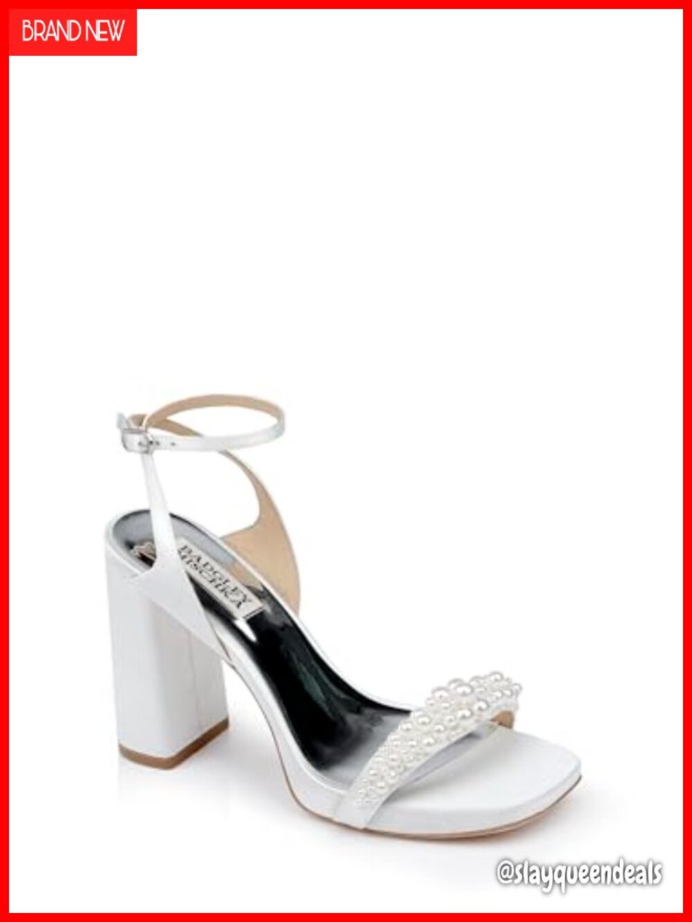 Leather Block Heel Ankle Strap Sandal Formal Wedding